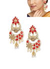 Red Big Chandbali indian New Sparkly Designer For Party And Functions Latest Earrings Collection 1819